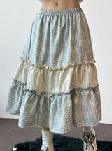 Andy Plaid Tiered Layered Maxi Skirt 2color