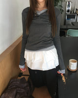 レイヤードボタンTシャツ