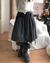 [wool 20%] ティールストライプタイミディスカート