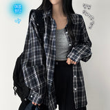 リネンフラッフィーオーバーサイズフィットチェックシャツ