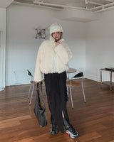 Light Boucle String Fur Jacket