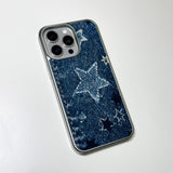 フェイドデニムスターダストスマホケース ブルーインディゴ (SV_MagSafeGlass)
