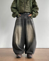 Brown balloon denim pants