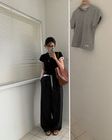 [BELLIDE MADE] Daily Label Semi-Cropped Short-Sleeved T-Shirt