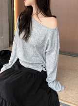 2WAYボタンスリットワンショルダーニット (3color)