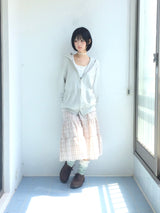 cream checkered pocket skirt