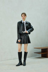 MOLLY LEATHER CROP JACKET / BLACK