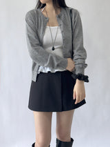 Picre Round Neck Button Long Sleeve Knit Cardigan