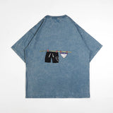 PEANUT STAIN - ハング アウト トゥ ドライ ウォッシュド ブルー オーバーサイズド Tシャツ