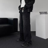 GJ5096 Biker incision wide denim (2 colors)