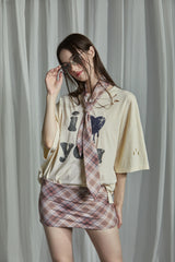 CHECK JERSEY SKIRT