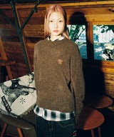 TWO TONE BOUCLE KNIT CREWNECK BROWN(CV2EFUK604A)