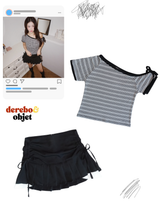 Edge Unbalanced Shoulder Stripe Short Sleeve T-Shirt