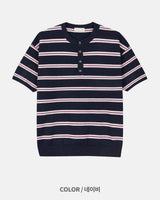 Diron Striped Henley Knit
