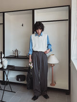 Modern three-tuck wide slacks