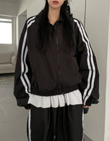 Tudi Diagonal Track Nylon Wind Jumper