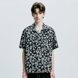 coconut hawaiian paisley half shirt black