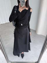 overlap button skirts (2color)