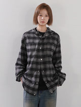 (UNISEX) Brany フランネルフードシャツ