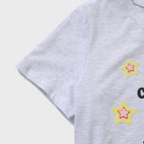 キャンパスラバーウィズスタークルーネックライトグレーウィメンズショートスリーブTシャツ [For women]
