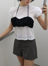 PUFF SLEEVE SHEER TEE
