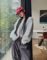 Prague wool hair cardigan