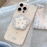 サマーブルーフラワーミラースタンド iPhone ケース