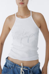 CUBIC HALTERNECK TANK TOP (WHITE)