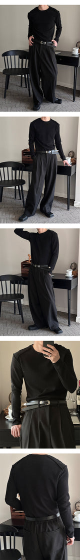 [MUSCLE FIT] Shoulder cutting knit sleeves(3color)