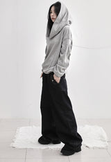 バンドレイヤードローデニムパンツ