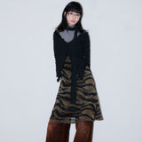Ribbon-Twisted Top *Scarf Set [Black]