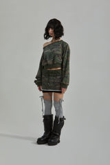 CAMO ONE SHOULDER T-SHIRT
