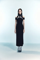 Mesh Cross Point Mermaid Dress Long (black) 