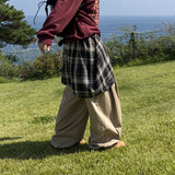 Layered Shirt Wide Cotton Pants
