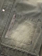 Washed High-Neck Field Jacket_Khaki