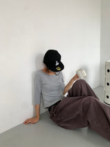 BOAT NECK MID SLEEVE TEE (4C)