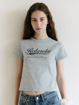 ヴィンテージ クラック ロゴTシャツ グレー