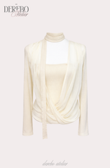 daisy scarf chiffon shirring blouse top