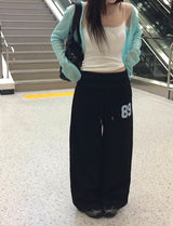 Pinbo Lettering Folding Wide Banding Sweatpants