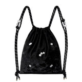 Silver Flower Gym Sack [Black]