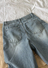 Wide stripe denim pants(2color)