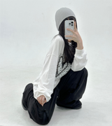 (LOVELY + HIP♥)レタリング長袖Tシャツ - 2カラー