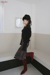 Black Angora Turtleneck Cardigan Knitwear