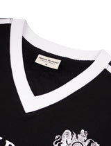 [起毛]UNISEX Rugby Team Jersey Heavy Terry V-Neck Sweatshirt Black (FCE4TS653K)