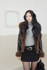 wool Angora sleeveless turtleneck T-shirt