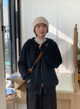 [unisex] ケルトウールオーバーニットフードジップアップ