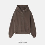 Fleece Henley Neck Pigment Hoodie