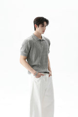 Cable Knit Polo Short Sleeve Tee