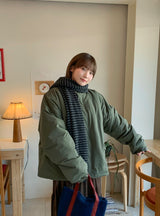 [unisex] コートレウーレンハーフボンバーパディングジャンパー
