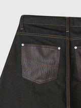Patched Bermuda Roll-up Denim